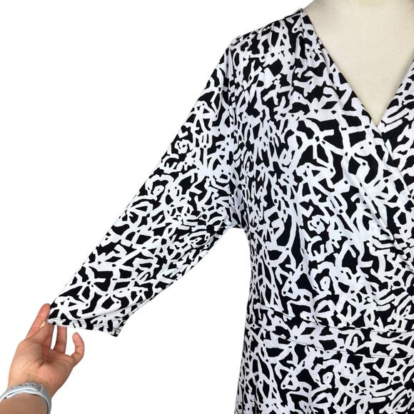 Lane Bryant NWT Black & White Print Jersey Knit Stretch Faux Wrap Maxi Dress - Picture 6 of 12